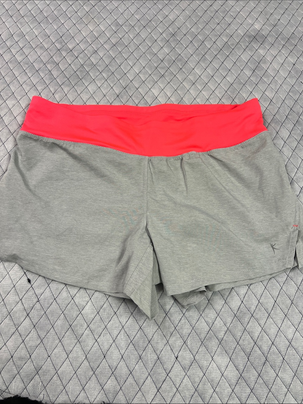 Danskin Now Gray Athletic Shorts with Coral Waistband